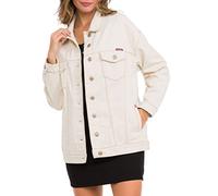 Cipo & Baxx Damen Jeansjacke Oversize Lang Denim Frezeitjacke WJ211 Beige M