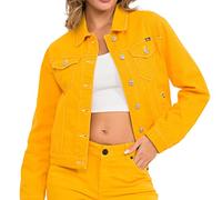 Cipo & Baxx Damen Jeansjacke Oversize Lang Denim Frezeitjacke WJ212 Gelb S