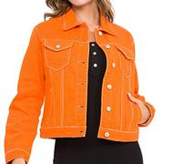 Cipo & Baxx Damen Jeansjacke Oversize Lang Denim Frezeitjacke WJ212 Orange M