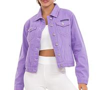 Cipo & Baxx Damen Jeansjacke Oversize Lang Denim Frezeitjacke WJ212 Lilac M