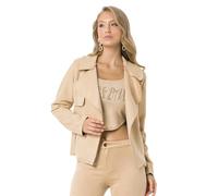 Lederimitatjacke CIPO & BAXX "Jacken", Damen, Gr. S, grau (stone), Stoff, 100% Polyester, unifarben, regular fit normal, Jacken, in Wildleder-Optik (10597753-S) stone