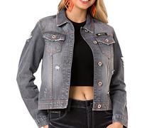 Cipo & Baxx Damen Jeans Jacke Denim Freizeitjacke Deestroyed WJ206 Grau XL