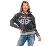 Cipo & Baxx Damen Kapuzensweatshirt WL207 Anthrazit - Stylischer Hoodie mit Kapuze & Kängurutasche - Bequemer Pullover für Freizeit, Alltag & Streetwear - WL207 Anthrazit XL