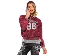 Cipo & Baxx Damen Kapuzensweatshirt WL207 Burgund - Stylischer Hoodie mit Kapuze & Kängurutasche - Bequemer Pullover für Freizeit, Alltag & Streetwear - WL207 Burgund M
