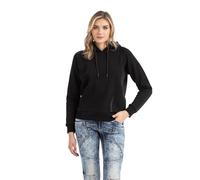 Cipo & Baxx Damen Kapuzensweatshirt WL362 Schwarz - Stylischer Hoodie mit Kapuze & Kängurutasche - Bequemer Pullover für Freizeit, Alltag & Streetwear - WL362 Schwarz XL