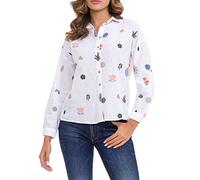 Cipo & Baxx Damen Langarmhemd - Baumwolle & Leinen Bluse, Gemusterte Bluse