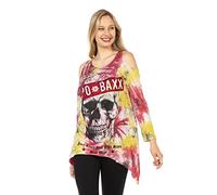 Cipo & Baxx Damen Langarmshirt Schulterfrei Totenkopf Batik-Design Sweater Shirt WL294 Rot L