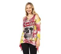 Cipo & Baxx Damen Langarmshirt Schulterfrei Totenkopf Batik-Design Sweater Shirt WL294 Rot XL