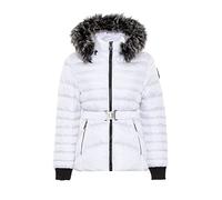Cipo & Baxx Damen Steppjacke Fell Kapuze Gürtel Winter Jacke Outdoor WM132 Weiß L