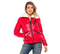 Cipo & Baxx Damen Winterjacke Steppjacke Kunstfellkragen Outdoorjacke Warm Design Rot M