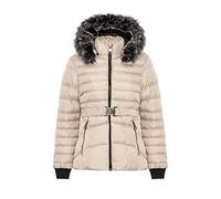 Cipo & Baxx Damen Steppjacke Fell Kapuze Gürtel Winter Jacke Outdoor WM132 Beige L