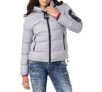 Cipo & Baxx Damen Mantel WM138 Grau - Modische Winterjacke mit warmem Futter, figurbetontem Schnitt und funktionalen Details für kalte Tage und stilvolle Outfits - WM138 Grau XL