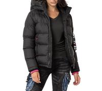 Cipo & Baxx Damen Steppjacke Winterjacke Jacke Kapuze Stehkragen WM138 Schwarz XL