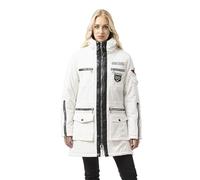Cipo & Baxx Damen Mantel WM144 Weiß - Modische Winterjacke mit warmem Futter, figurbetontem Schnitt und funktionalen Details für kalte Tage und stilvolle Outfits - WM144 Weiß XXL