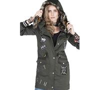 Cipo & Baxx Damen Parka Outdoorjacke Mantel Winterjacke Kapuze-Kunstfellkragen Jacke Khaki XS