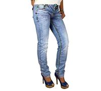 Cipo & Baxx Damen Stretch Jeans mit dicken Neon Nähten (W31/L32)