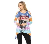 T-Shirt CIPO & BAXX "LONG SLEEVE T-SHIRT", Damen, Gr. XL, blau, 100% Baumwolle, bedruckt, Basic, regular fit, Rundhals, Shirts T-Shirt, zusätzlich mit kleinen, glitzernden Steinchen besetzt (53069248-