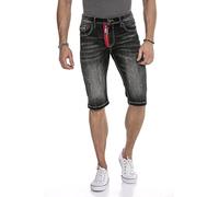 Cipo & Baxx Herren Bermuda Shorts Jeansshorts Denim Reißverschluss Basic Kurze Hose CK240 Schwarz W29