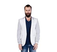 Cipo & Baxx Herren Blazer Sakko Slim Fit - Elegante Freizeit & Business Jacke - Modernes Design Modellen für Büro, Party & Alltag - CJ126 Weiß - Grau 54