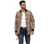 Cipo & Baxx Herren Bomberjacke CJ153 Camouflage - Lange Übergangsjacke im Modernen Streetstyle mit Zipper-Details & Aufnähern Stylische Freizeitjacke für Alltag, Party & Outdoor - CJ153 Camouflage M