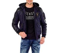 Cipo & Baxx Herren Bomberjacke College Jacke Biker Übergangsjacke Kapuze CM134 Dunkelblau M