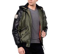 Cipo & Baxx Herren Bomberjacke College Jacke Biker Übergangsjacke Kapuze CM134 Khaki L