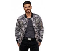 Cipo & Baxx Herren Bomberjacke - Lange Übergangsjacke im Modernen Streetstyle mit Zipper-Details & Aufnähern Stylische Freizeitjacke für Alltag, Party & Outdoor - CJ153 Grau Camouflage XL