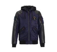 Cipo & Baxx Herren Bomberjacke Übergangsjacke Lederdetails CM134 (M, dunkelblau)