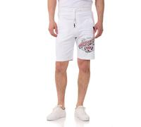 Cipo & Baxx Herren Capri Hose Bequeme Sommerhose aus Baumwollmix 3/4 Freizeithose mit Stretch (DE/NL/SE/PL, Alphanumerisch, M, Regular, Regular, Weiss)