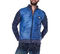 Cipo & Baxx Herren Cardigan CP127 Blau - Stilvolle Strickjacke mit Reißverschluss für Alltag, Freizeit & Übergang - Bequemer Cardigan mit sportlich-elegantem Look - CP127 Blau S