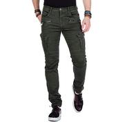 Cipo & Baxx Herren Cargohose | Biker Streetwear Denim | Cargotaschen, Reißverschluss Detail, Stretch | mit trendigem Muster