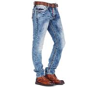 Straight-Jeans CIPO & BAXX "Jeans", Herren, Gr. 38, Länge 36, blau, 100% Baumwolle, unifarben, Basic, regular fit lang, Jeans Straight-Jeans, In Straight Fit, CD-148 (46797430-38) blau