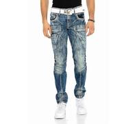 Tapered-fit-Jeans CIPO & BAXX "Jeans", Herren, Gr. 40, Länge 32, blau, 100% Baumwolle, unifarben, gerade, unten schmal lang, Jeans, mit Kontrastnähten und Seitentaschen, CD-391 (97240816-40) blau