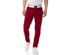 Stoffhose CIPO & BAXX "Hose", Herren, Gr. 40, Länge 32, rot (burgundy), 97% Baumwolle, 3% Elasthan, unifarben, slim fit lang, Hosen Stoffhose, im modischen Slim Fit-Schnitt, CD842 (54313560-40) burgun