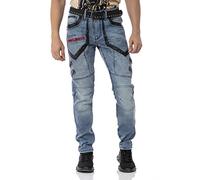 Cargojeans CIPO & BAXX "Hose", Herren, Gr. 36, Länge 32, blau, 68% Baumwolle, 30% Polyester, 2% Elasthan, gestreift, regular fit lang, Jeans, Lässige Details und Applikationen (95817552-36) blau