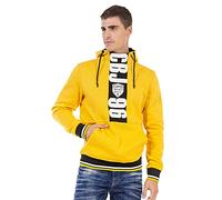 Kapuzenpullover CIPO & BAXX "Sweatshirts", Herren, Gr. L, gelb, Jersey, Trikot, 70% Baumwolle;30% Polyester, bedruckt, casual, regular fit, Langarm, Pullover, mit Markenprint (10356937-L) gelb