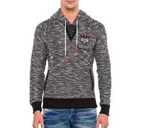 Kapuzenpullover CIPO & BAXX "Sweatshirt", Herren, Gr. M, grau (anthrazit), 100% Baumwolle, meliert, regular fit, Pullover Kapuzenpullover, mit melierten Design (61391623-M) anthrazit
