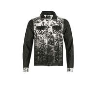 Cipo & Baxx Herren Hybrid-Denimjacke CJ-252 Schwarz - Wald & Silhouette Stil Druck, Sport Verschiedene Jackenmodelle - Sweat-Kapuze und Sweatärmeln - mit Modernen Komfort-Details - CJ-252 Schwarz L