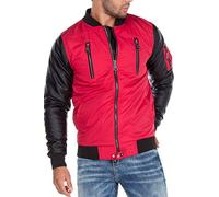 Cipo & Baxx Herren Jacke CJ175 Rot - Moderne Bomberjacke im Casual Streetwear Stil mit Reißverschluss, Taschen & Rippbündchen - Stylische Übergangsjacke für Alltag, Freizeit & Party - CJ175 Rot S