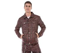 Cipo & Baxx Herren Jacke Jeans Kariert Denim Freizeitjacke Übergangsjacke CJ277 Rot XXL