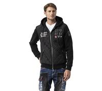 Cipo & Baxx Herren Jacke CJ303 Schwarz - Steppjacke im Modernen Casual Streetwear Stil mit Kapuze & Reißverschluss - Bequeme Übergangsjacke für Alltag & Freizeit - CJ303 Schwarz M