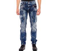 Straight-Jeans CIPO & BAXX "Jeans", Herren, Gr. 29, Länge 32, blau, 99% Baumwolle, 1% Elasthan, unifarben, Basic, figurumspielend lang, Jeans Straight-Jeans, mit trendigen Ziernähten, CD563 (23205666-