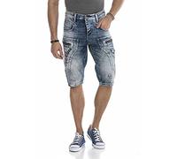 Cipo & Baxx Herren Jeans Shorts Denim Kurze Hose Bermuda Regular Fit Sweat Hose CK101 Blau 30