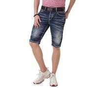 Jeansbermudas CIPO & BAXX "Capri", Herren, Gr. 29, Normalgrößen, blau, 100% Baumwolle, unifarben, regular fit knieumspielend, Jeans, mit stylischen Ziernähte (12932447-29) blau