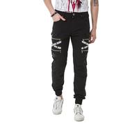 Cargohose CIPO & BAXX "Hose", Herren, Gr. 40, Länge 32, schwarz, 80% Polyarcyl;12% Elasthan;8% Polyester, bedruckt, regular fit lang, Hosen, mit Trendigen Markenschriftzügen (77314169-40) schwarz