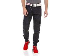 Cipo & Baxx Herren Jeanshose Denim Jogger Cargo Hose Camouflage Pants CD690 Blaucamouflage W30 L32