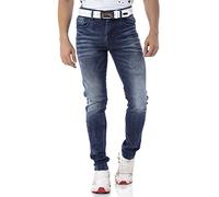 Cipo & Baxx Herren Jeanshose | Verschiedene Fits | Destroyed & Used Look mit Nieten, Kunstleder & Print | Modern Biker Style