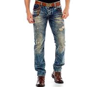 Destroyed-Jeans CIPO & BAXX "Jeans", Herren, Gr. 38, Länge 32, blau, 100% Baumwolle, unifarben, Basic, regular fit lang, Jeans Destroyed-Jeans, Straight-Jeans mit Destroyed-Effekten, CD493 (82898544-3