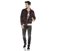 Jeansjacke CIPO & BAXX "Jacke", Herren, Gr. S, rot (burgundy), Stoff, 98% Baumwolle, 2% Elasthan, gemustert, regular fit normal, Jacken Jeansjacke, mit modischen Details (48028445-S) burgundy
