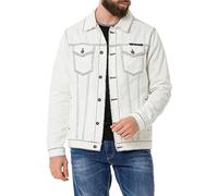 Cipo & Baxx Herren Jeansjacke CJ289 Weiß - Denimjacke im Casual Streetwear Stil mit Knöpfen & Brusttaschen - Übergangsjacke für Alltag & Freizeit - CJ289 Weiß M